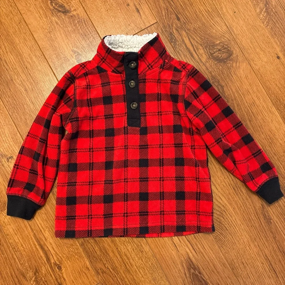 Carter's Red Plaid Kids Pullover Fleece. Size 2T